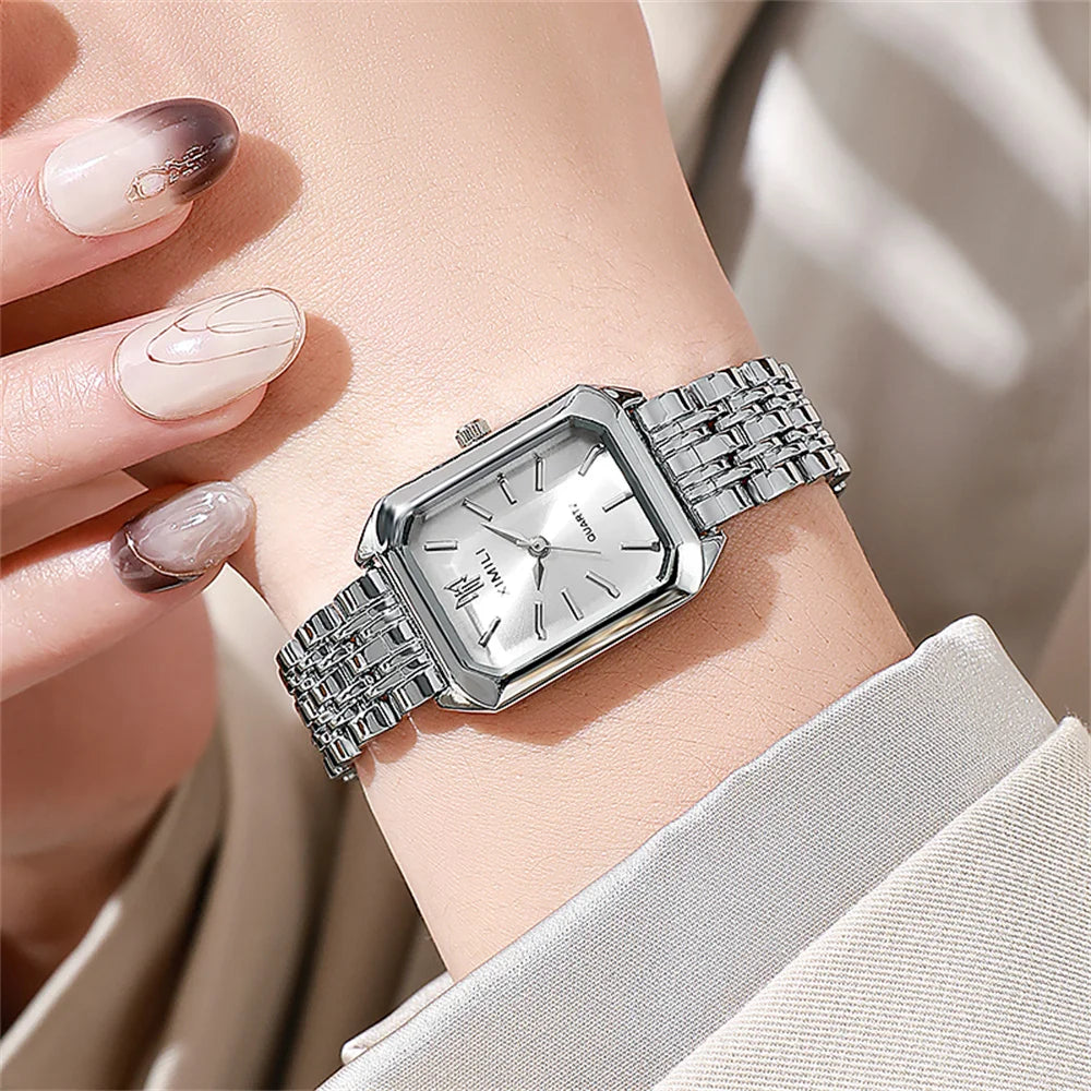 Montre tendance pour femme 2025, vente chaude, montre à quartz carrée minimaliste, décontractée, sport, bracelet en silicone orange, cadeau pour femme, horloge