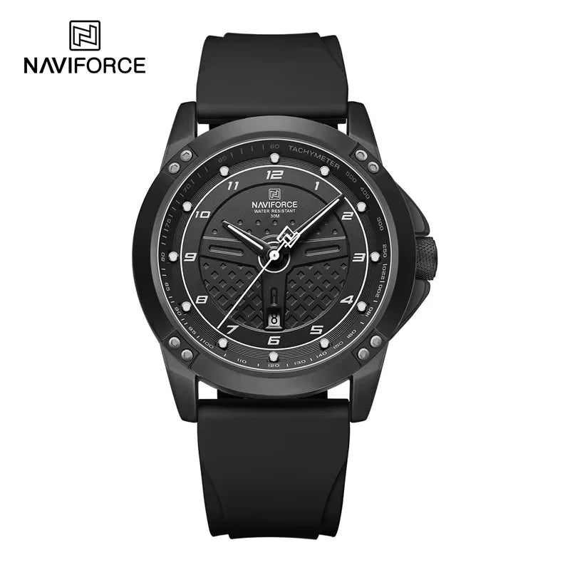 NAVIFORCE – Montre-bracelet classique pour homme avec affichage de la date, bracelet en silicone, étanche 3 ATM, montre de sport à quartz, marque de mode supérieure