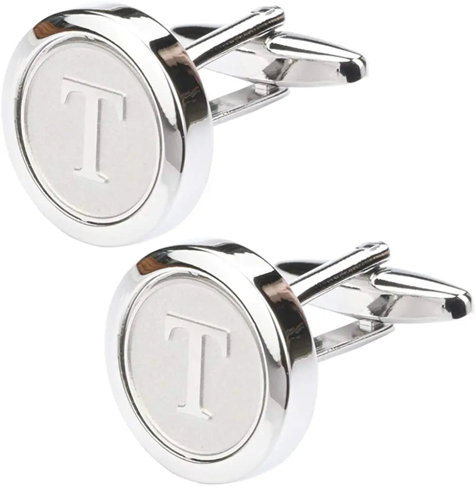 Boutons de Manchette Classiques en Acier Inoxydable pour Homme - Lettre Initiale de l'Alphabet 26 Boutons de Manchette Chemises d'Affaires Mariage Cadeau A-Z