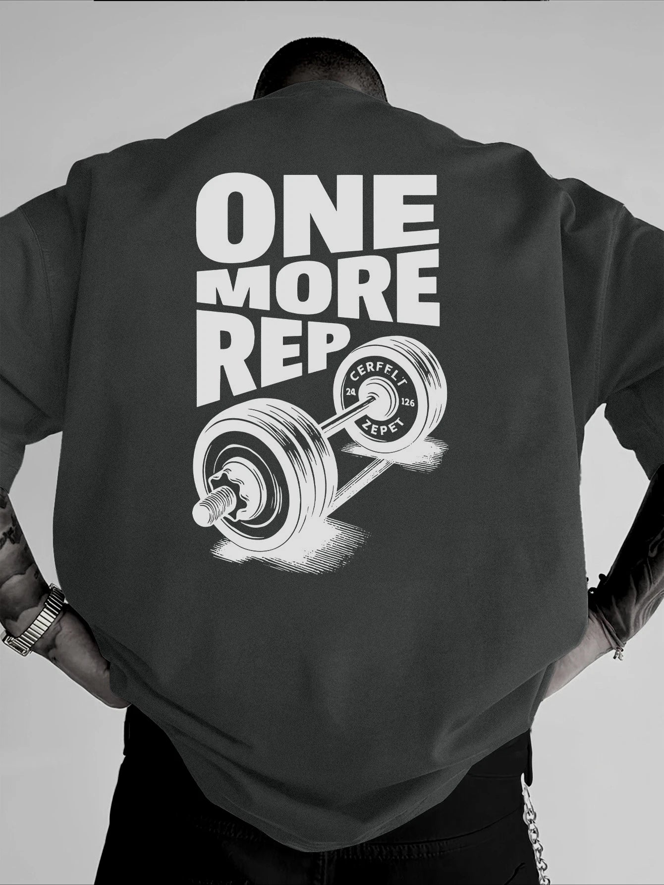 T-shirt Homme Vintage Drôle Gym Entraînement UNE RÉPÉTITION DE PLUS Musculation Femme Streetwear Coton T-shirt Oversize Manches Courtes Haut Ample