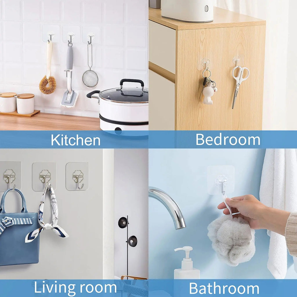Crochets muraux étanches et résistants à l'huile, crochets adhésifs pour cuisine, salle de bain, porte de douche, mur extérieur, porte auto-adhésive