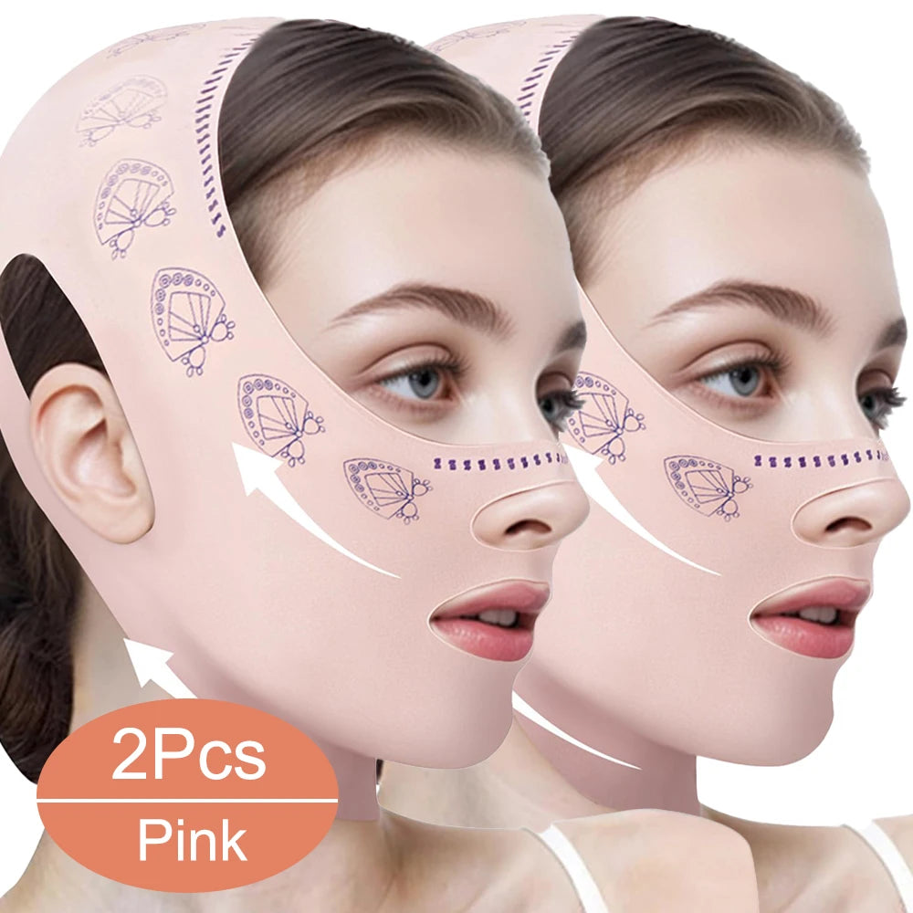 Masque liftant visage V-Line, sangle de menton pour dormir, sangle amincissante visage V-Line, réducteur de double menton et exerceur de mâchoire