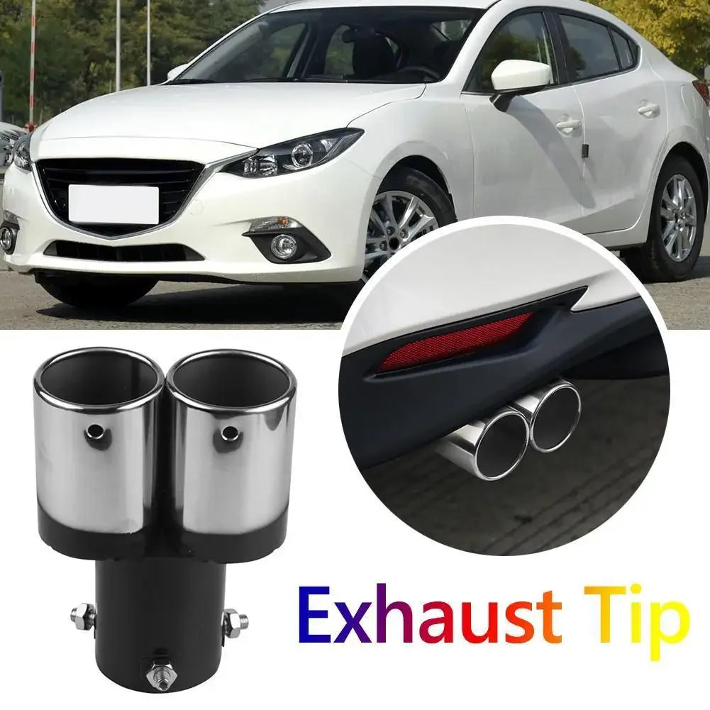 Accessoires universels de voiture, embout d'échappement, silencieux en acier inoxydable, garniture chromée, tuyau de queue arrière modifié, doublure de gorge