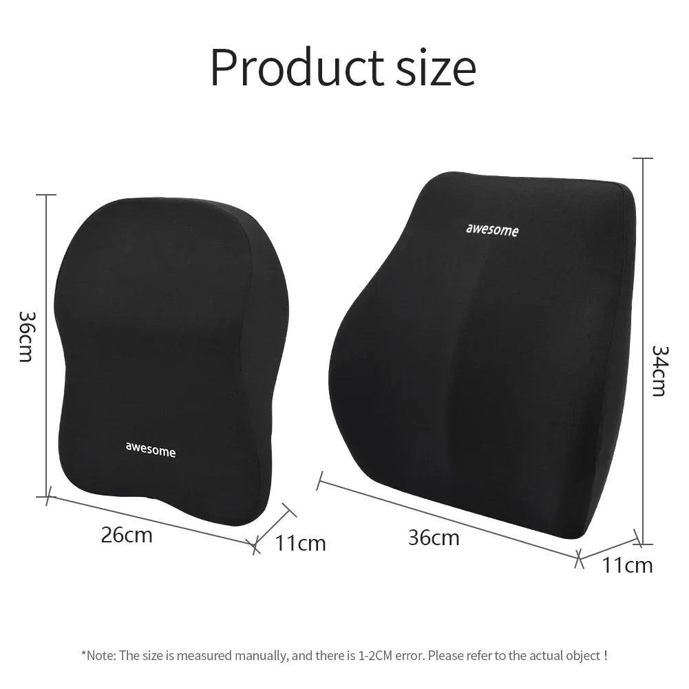 Car Lumbar Back Support Headrest Neck Pillow Memory Foam Lumbar Pillow Universal Soft Neck Pillows Cushion Car Supplies
