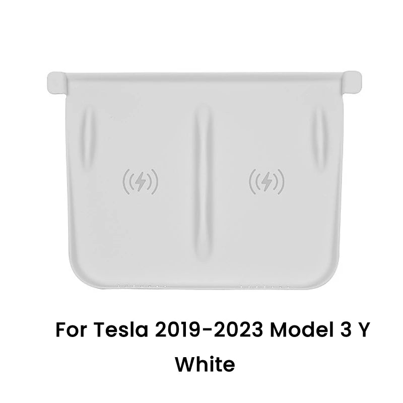For Tesla Model 3/Y Wireless Charging Silicone Pad Carbon Fibre Central Control Non-Slip Charger Protector Mat Car Accessories