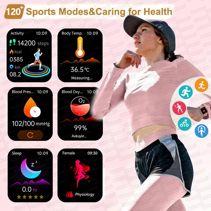 Montre connectée de sport tendance 2025 pour hommes et femmes, avec diagnostic intelligent par IA, surveillance de la tension artérielle, de la fréquence cardiaque (HRV+PPG), étanche IP68 et NFC