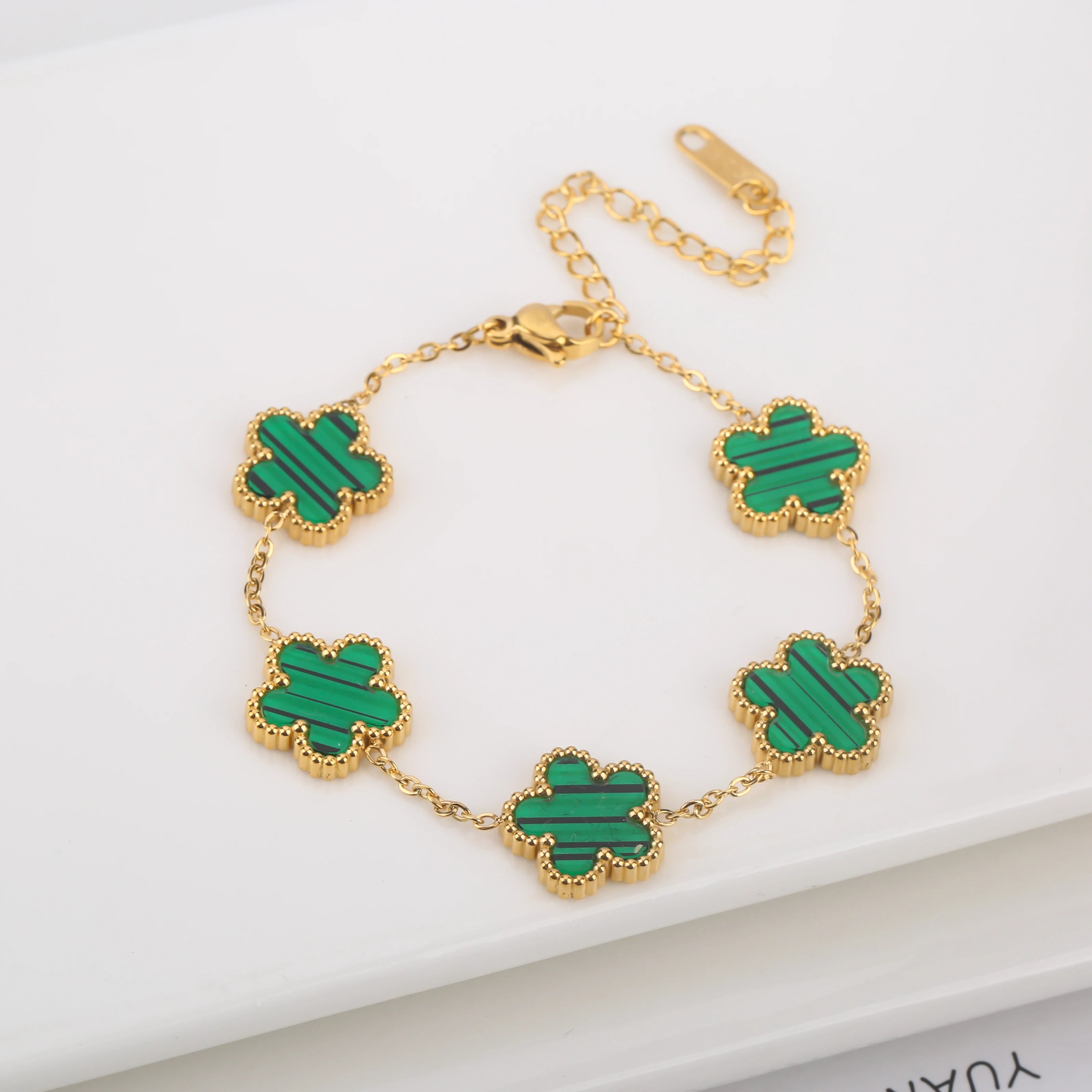 Promotion Chaude Acier Inoxydable Laser Cinq Feuilles Pétale Réglable Trèfle Bracelet Classique pour Femme Fille Bijoux de Marque Cadeau de Fête