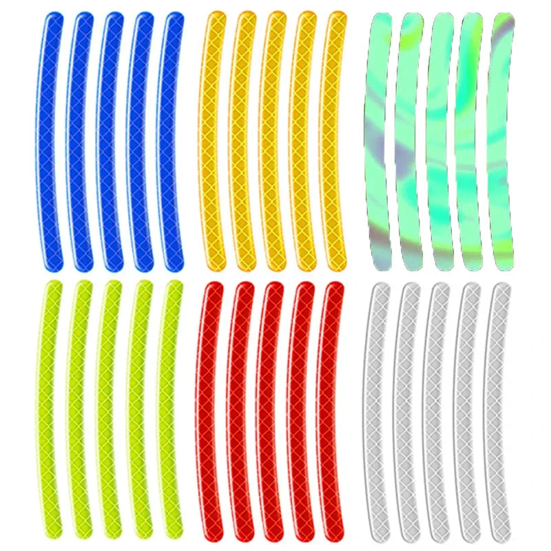 Autocollant Réfléchissant pour Jante de Pneu de Voiture Bande d'Avertissement de Sécurité Nocturne Moto Vélo Auto Roue Moyeu Réflecteur Autocollants 20/40 Pièces
