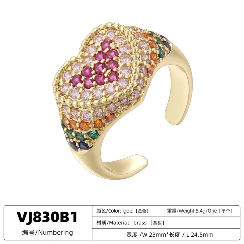 ZHUKOU Luxe Bague en Pierre Semi-Précieuse en Forme de Cœur pour Femme, Accessoires de Fête, Ouverture Réglable, 1 Pièce:VJ830