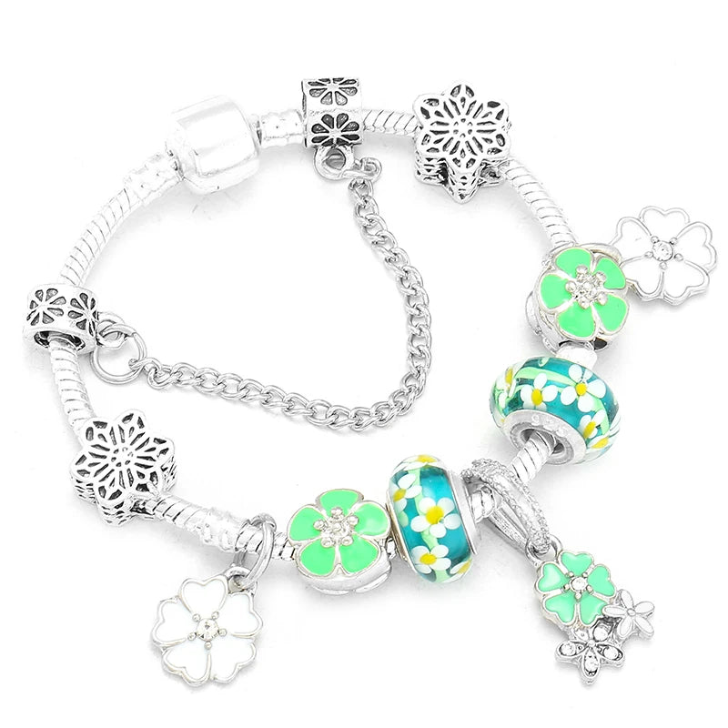 BAOPN Bracelets à breloques en perles cœur à cœur roses européennes pour femmes, bracelets et joncs de marque assortis, bijoux pour couple, livraison directe