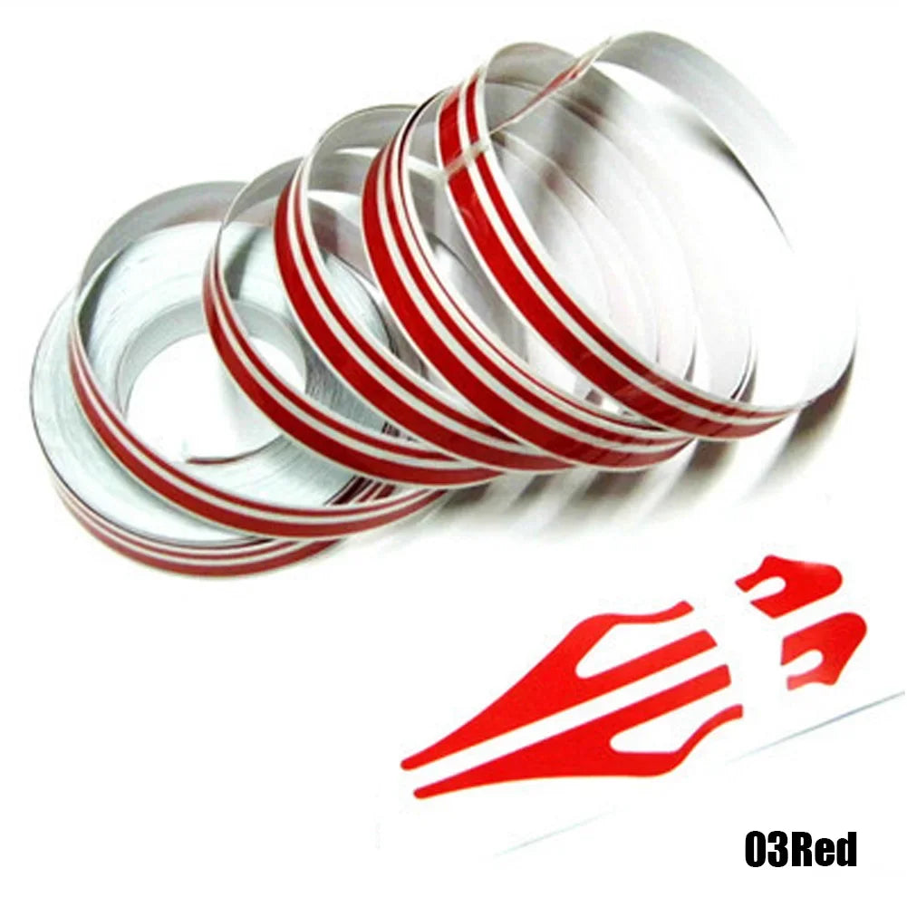 Ruban adhésif décoratif pour carrosserie de voiture, motos, 9,8 m x 12 mm, double ligne, multicolore