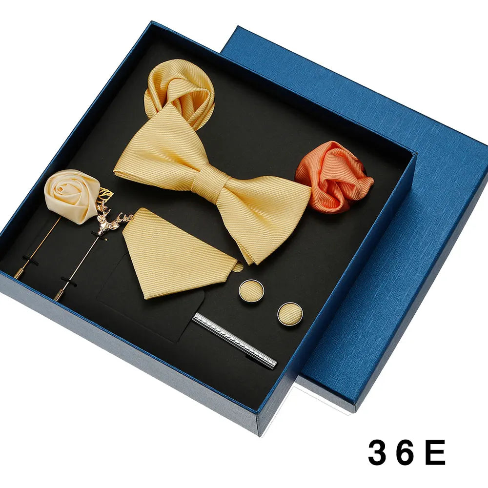 Cravate en soie pour hommes, nœud papillon, pochette, broches, boutons de manchette et pince à cravate pour hommes, accessoires de mariage rouge bordeaux, ensemble de cadeaux