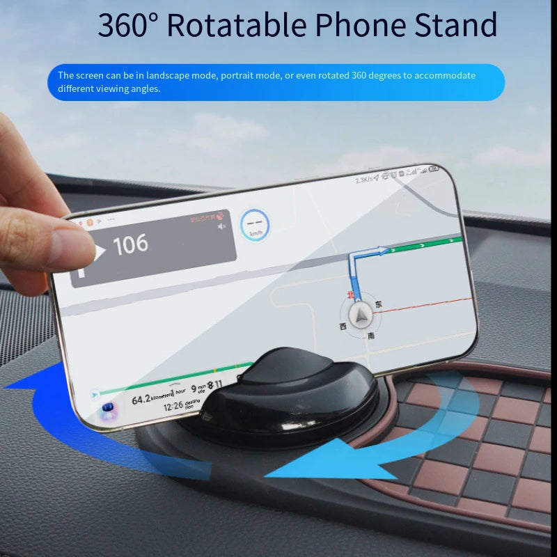 Tapis de tableau de bord antidérapant 2 en 1 avec support de téléphone rotatif à 360 degrés, support de téléphone de voiture, tapis adhésif antidérapant pour voiture