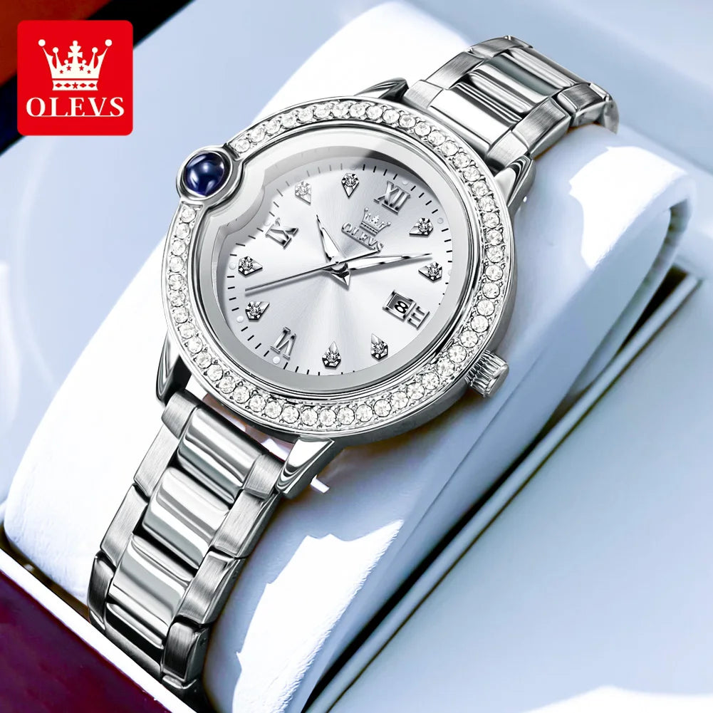 OLEVS 5588 Women's Watches Original Luxury Quartz Ladies Watch Diamond Bezel Wristwatch Waterproof Automatic Date Reloj Mujer
