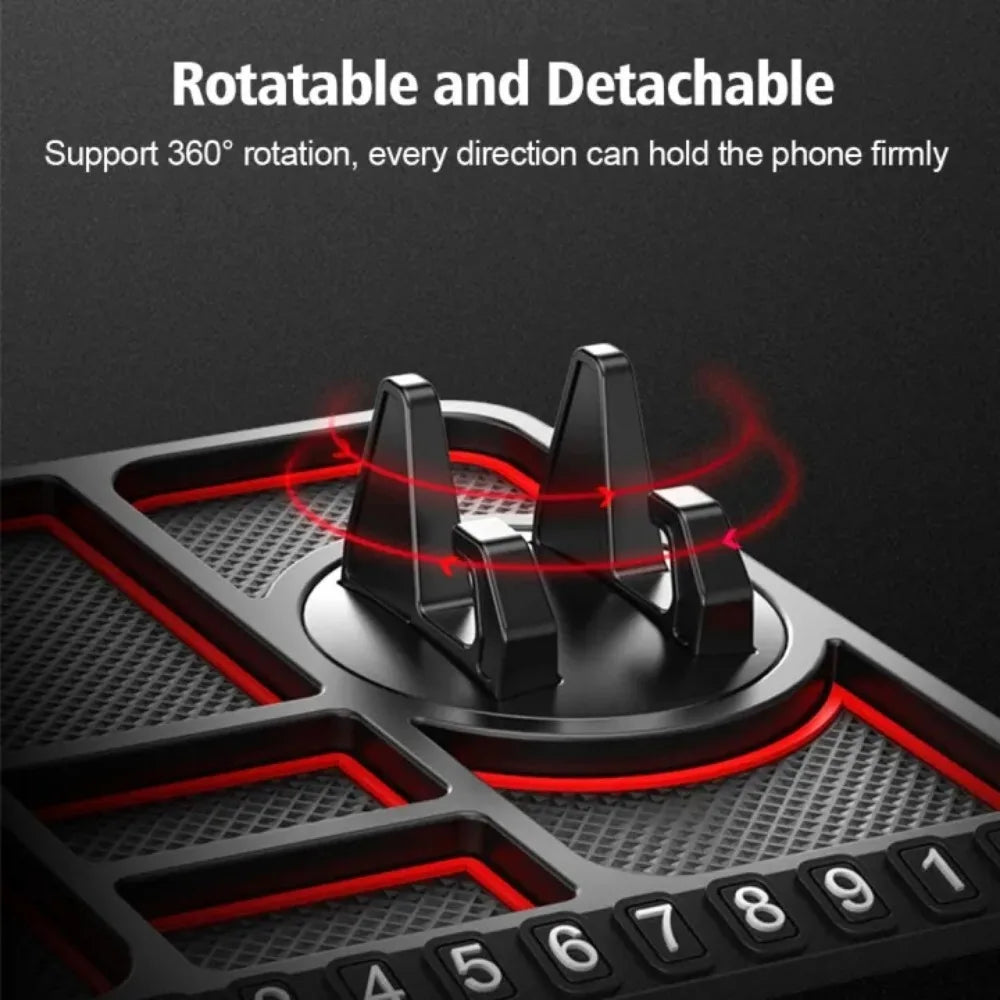 Car Anti-slip Mat Phone Rotatable Auto Holder GPS Navigation Storage Cushion with Parking Number Card Car Interior Accessories