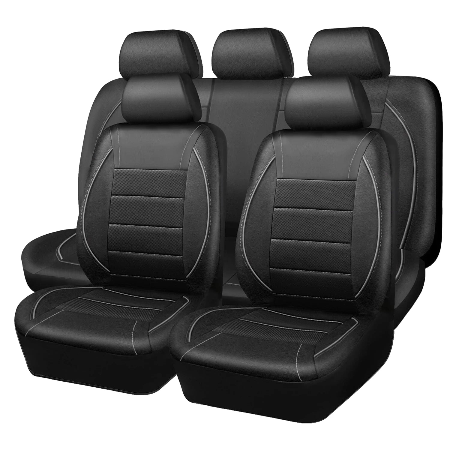 Housses de siège de voiture en cuir universelles style simple respirantes pour 5 places