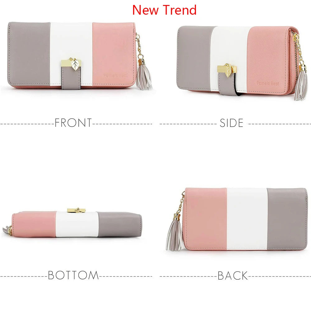 Portefeuilles zippés tendance dernier modèle, grands sacs à main pour femmes, porte-monnaie, portefeuille en cuir PU à 9 emplacements pour cartes