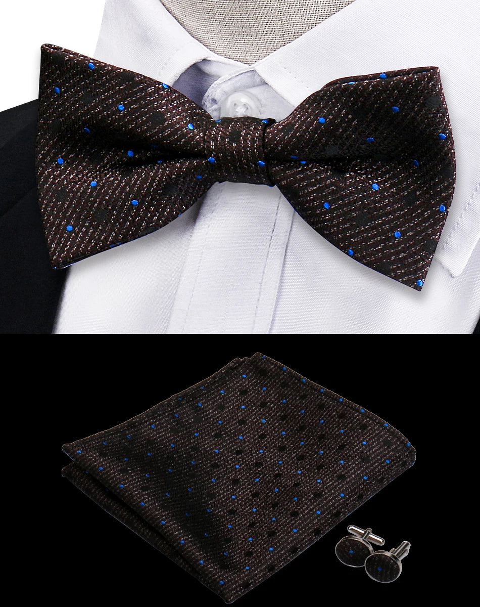 Ensemble de 3 pièces Nœud Papillon Cravate Mouchoir Boutons de Manchette Pour Hommes Chemises Adaptées Affaires Mariage Papillon Paisley Pochette Nœud Papillon Homme