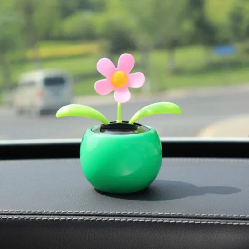 Ornement de voiture drôle à énergie solaire, dessin animé, décoration ornementale vibrante, cadeaux pour tableau de bord automobile, fleur dansante, jouet pivotant