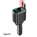 شاحن سيارة قابل للسحب من KEBIDUMEI M4 كابل شحن سريع 5 في 1 مع منفذ USB PD ضوء نجمي محول طاقة من النوع C شواحن هواتف