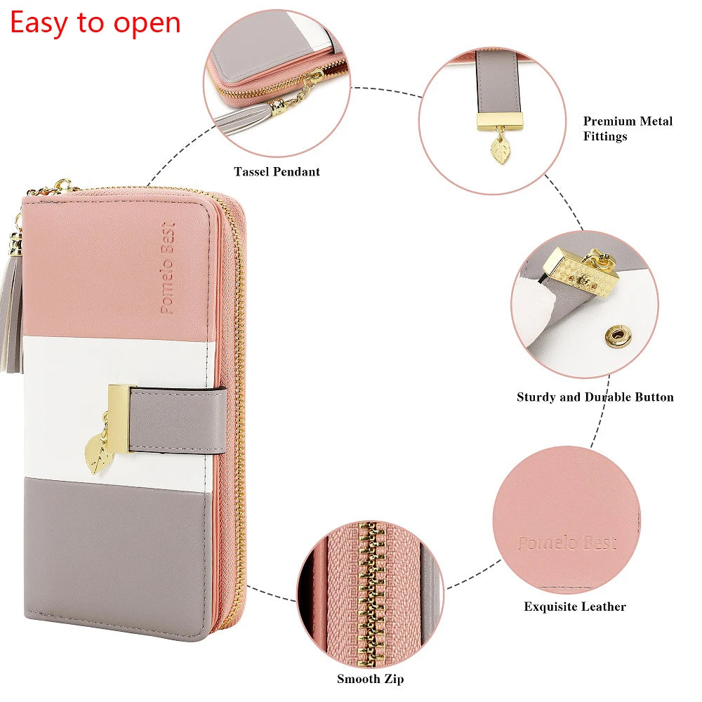 Portefeuilles zippés tendance dernier modèle, grands sacs à main pour femmes, porte-monnaie, portefeuille en cuir PU à 9 emplacements pour cartes