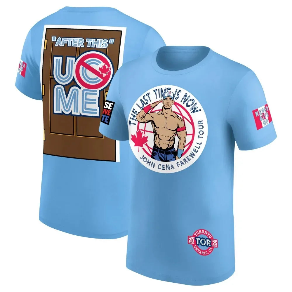 T-shirt homme bleu clair John Sena farewell tour Toronto Haut de sport respirant et à séchage rapide pour l'été