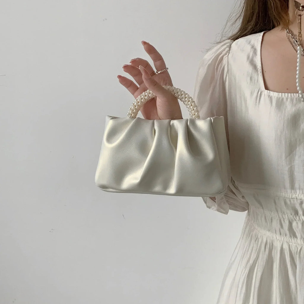 Sacs à main d'embrayage pour femmes avec poignée en perles de mode Sacs à bandoulière carrés de luxe pour femmes Petit sac messager pour femmes