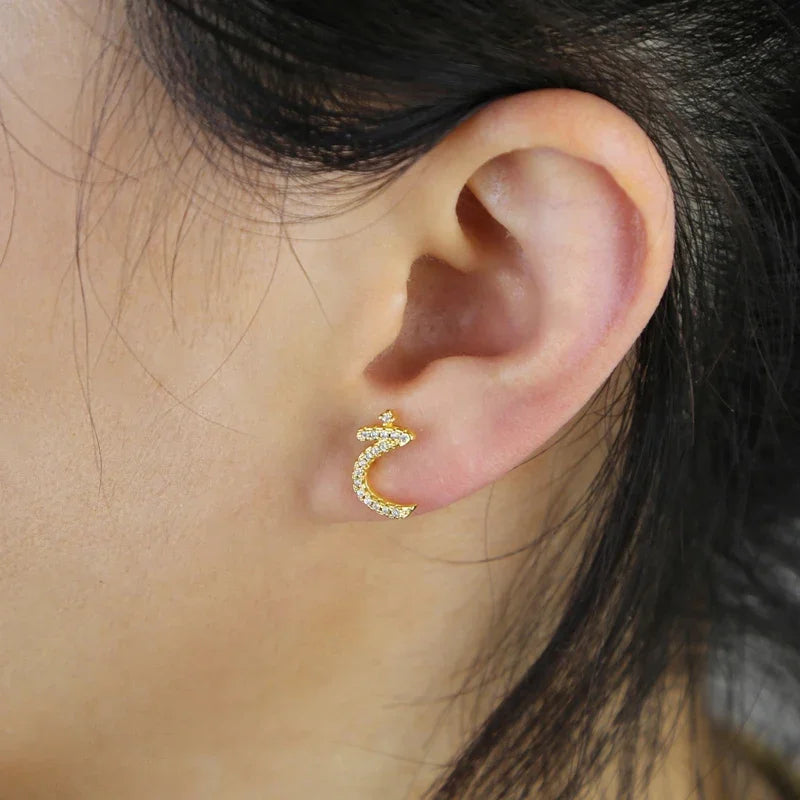 Boucles d'oreilles clous alphabet lettre arabe, micro-serties de zirconiums cubiques, couleur or, minimalistes et délicates, pour femmes et jeunes filles, vente en gros