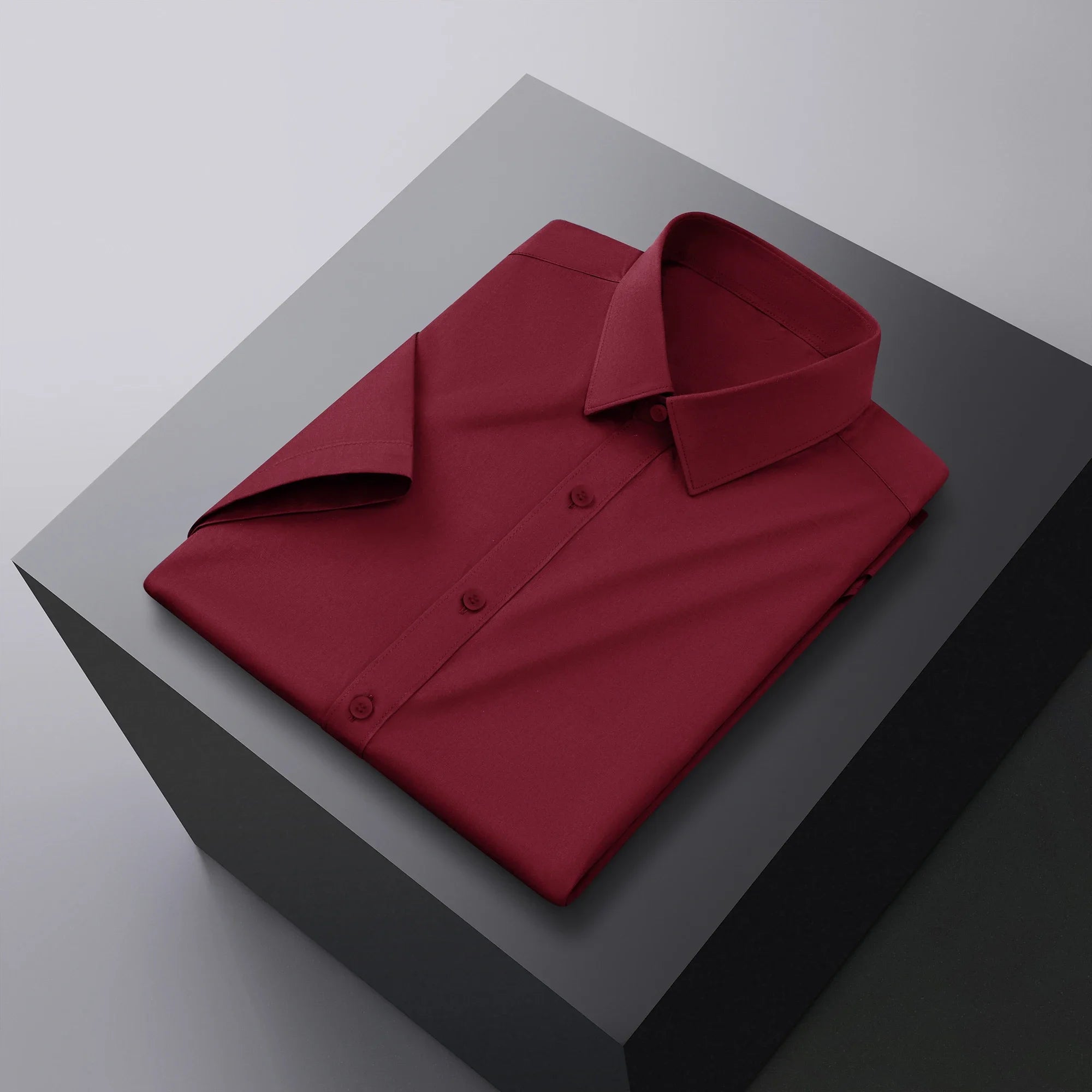 Chemise à manches courtes unie décontractée pour homme – T-shirt d'été sans repassage, confortable et polyvalent