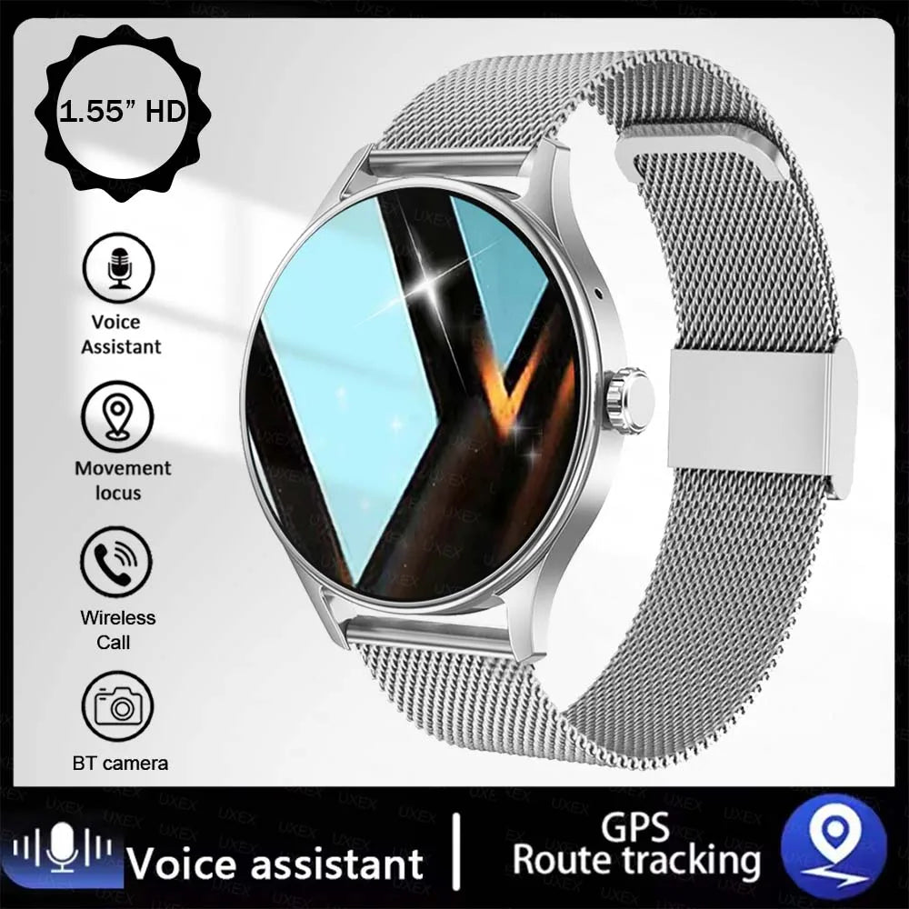 Montre Connectée de Mode Plus 1.55 HD Pour Hommes et Femmes, Contrôle par Application, Appels Bluetooth, Suivi de Santé, Photo Personnalisée, Cadeau Surprise, Montres d'Affaires