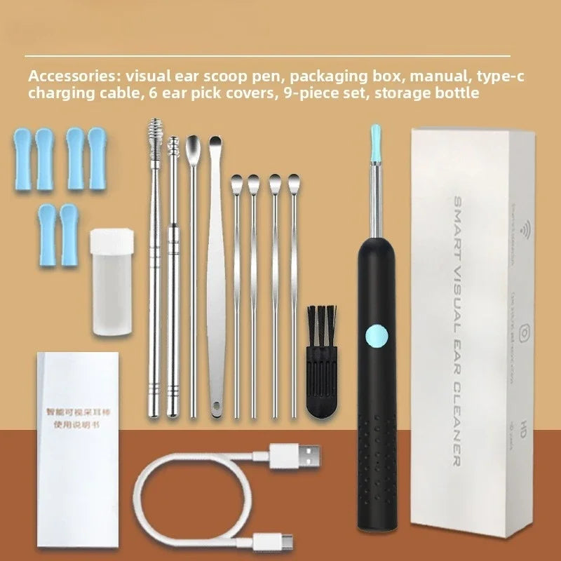 Bâtonnets auriculaires visuels intelligents Otoscope Endoscope Outil de nettoyage de cérumen Cure-oreille Mini caméra Nettoyeur d'oreilles pour les soins de santé