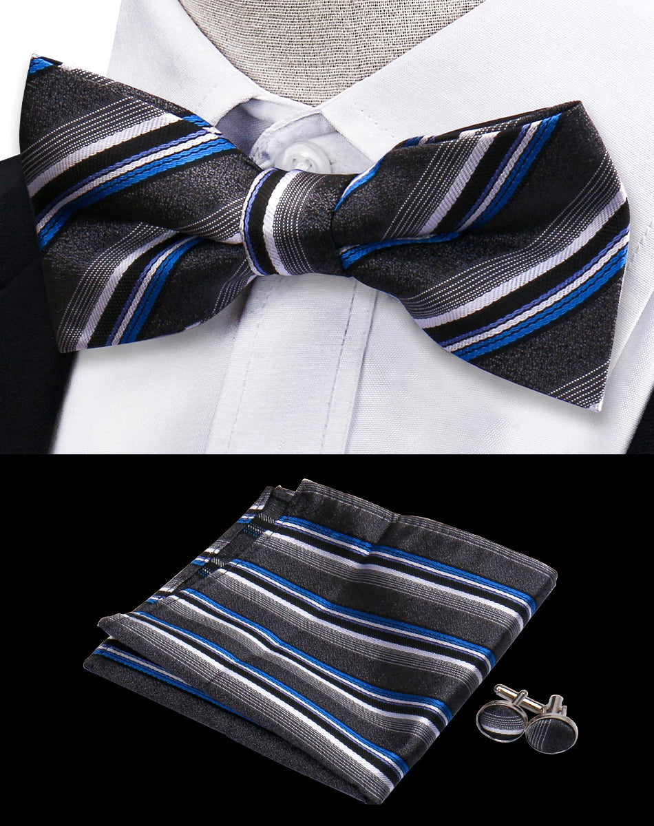 Ensemble de 3 pièces Nœud Papillon Cravate Mouchoir Boutons de Manchette Pour Hommes Chemises Adaptées Affaires Mariage Papillon Paisley Pochette Nœud Papillon Homme