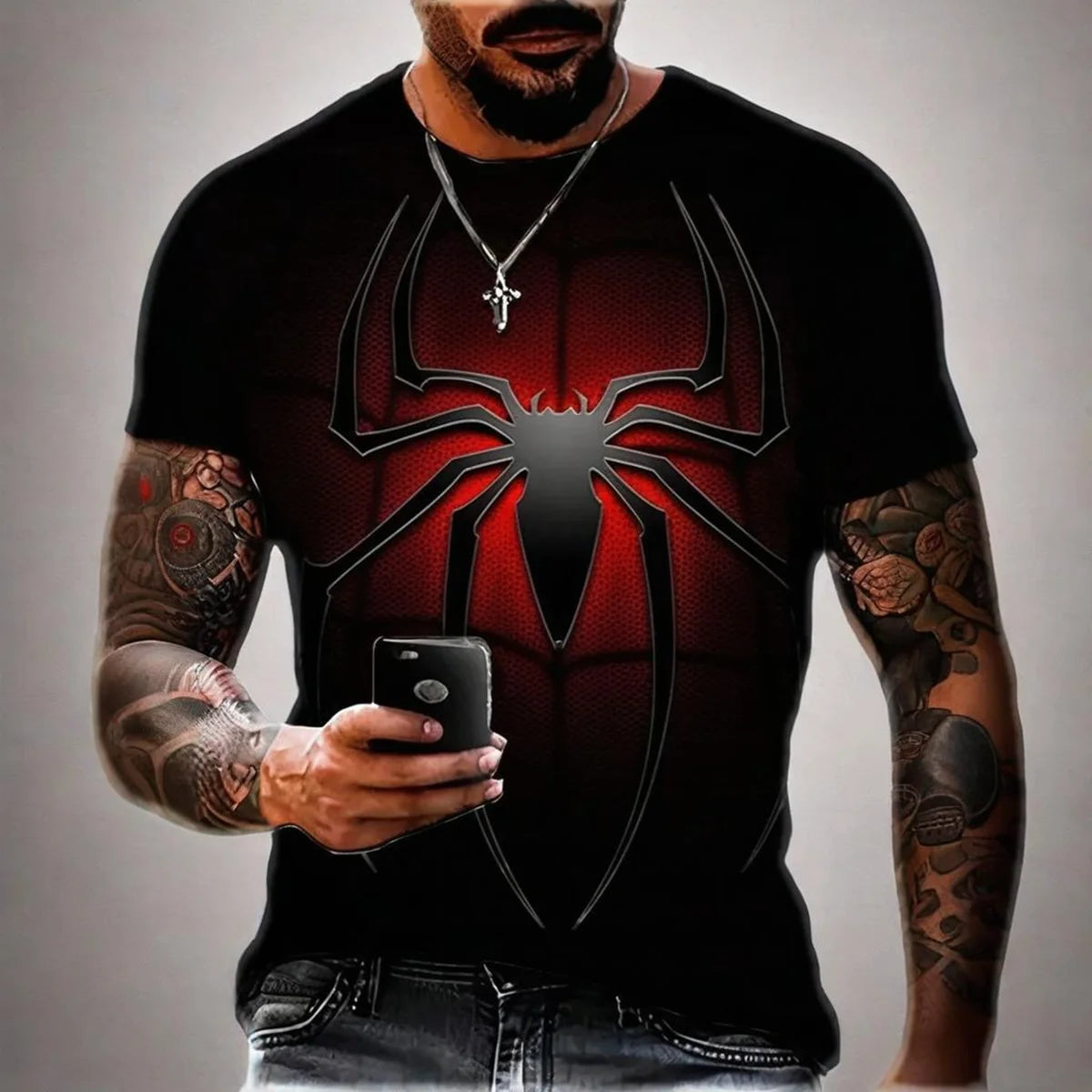 T-shirt à manches courtes décontracté pour hommes, motif Venom Spider-Man imprimé en 3D, collection été 2025
