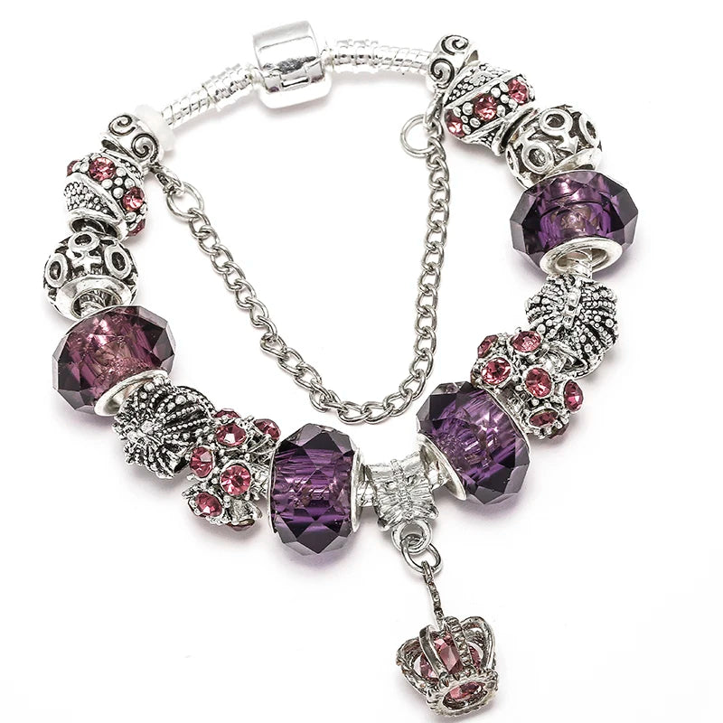 BAOPN Bracelets à breloques en perles cœur à cœur roses européennes pour femmes, bracelets et joncs de marque assortis, bijoux pour couple, livraison directe