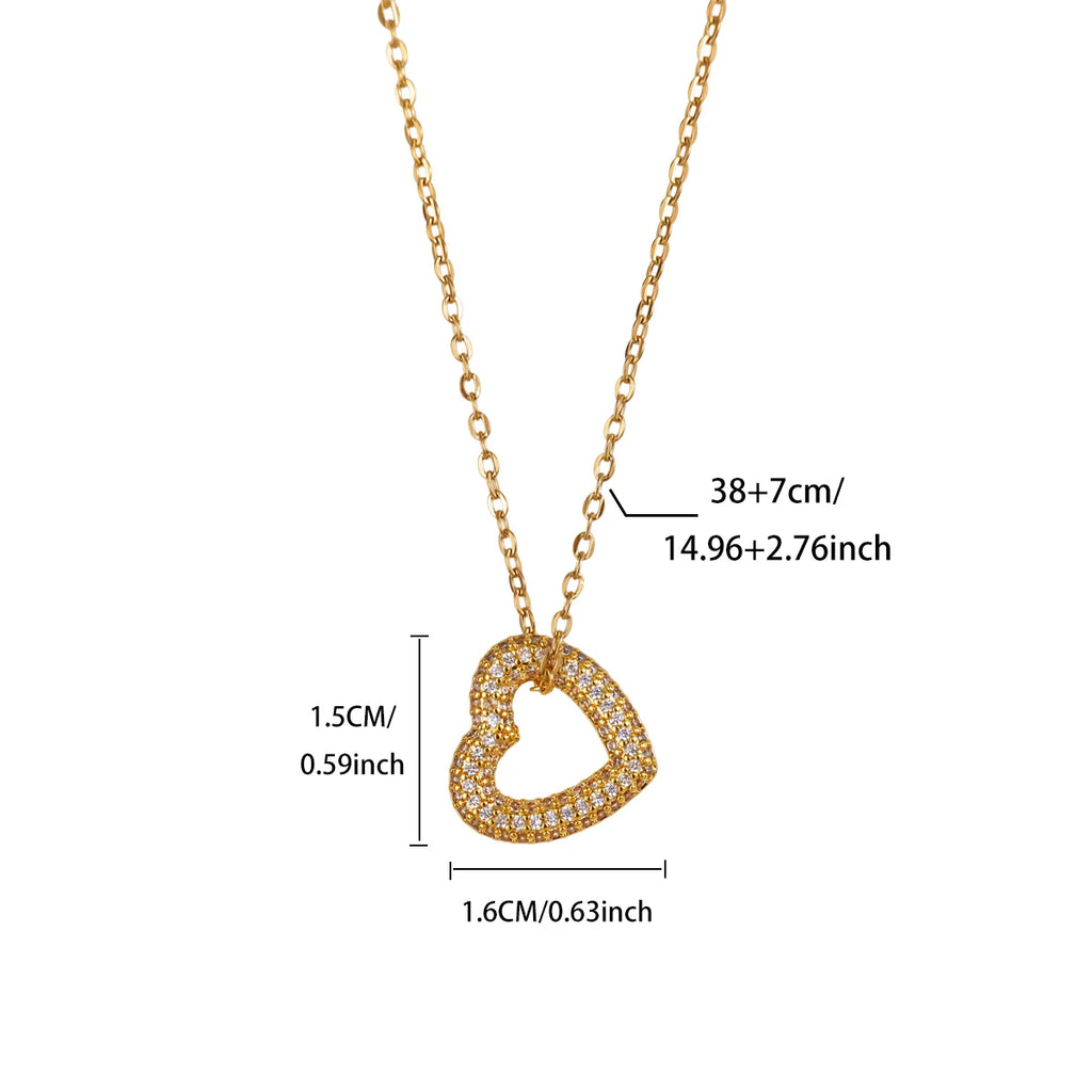 Colliers Pendentifs Cœur en Zircon pour Femmes Plaqué Or 18K Acier Inoxydable Géométrique Cœur Collier Mariage Esthétique Bijoux Cadeau