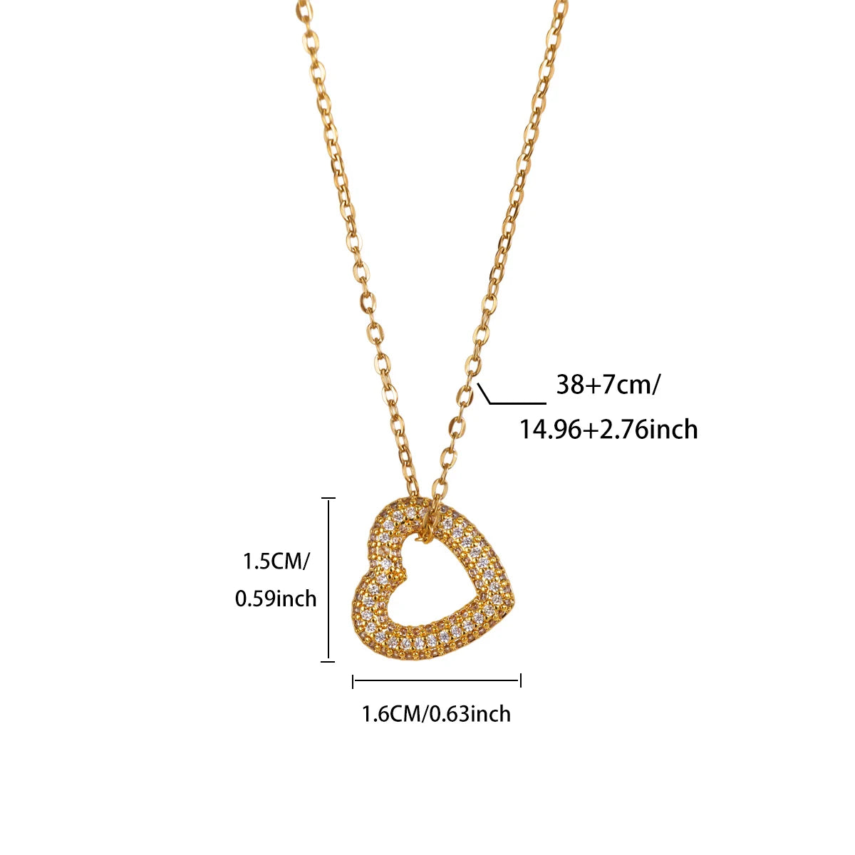 Colliers Pendentifs Cœur en Zircon pour Femmes Plaqué Or 18K Acier Inoxydable Géométrique Cœur Collier Mariage Esthétique Bijoux Cadeau