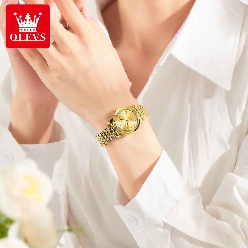 OLEVS 9931 Women's Watch Waterproof Luxury Diamond Quartz Watch For Women Roman Scale Calendar Luminous Elegant Woman Wristwatch