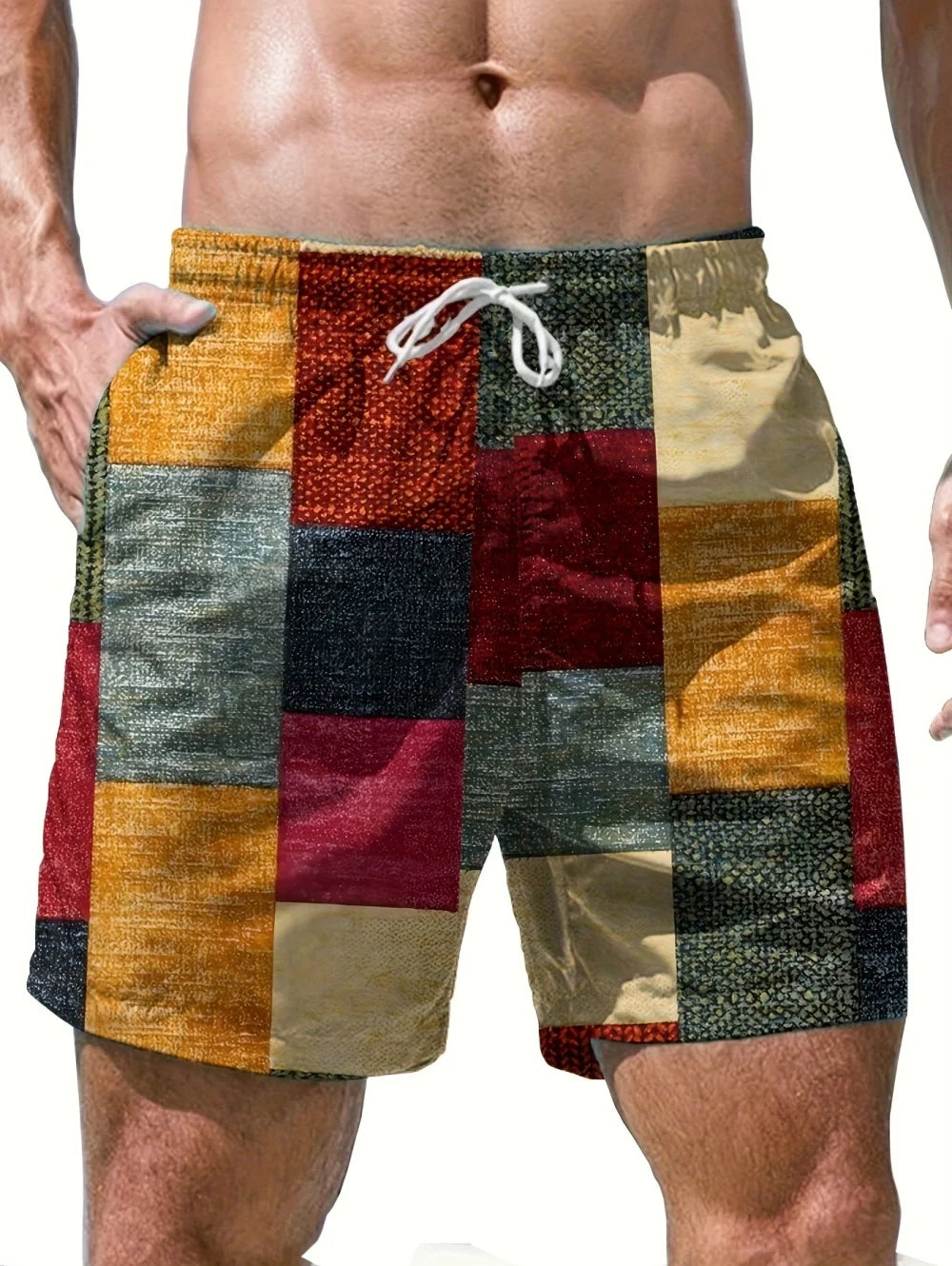Short décontracté Vintage homme imprimé 3D, à carreaux colorés, de sport, grande taille, pour la natation, la gym, vêtements d'été pour homme
