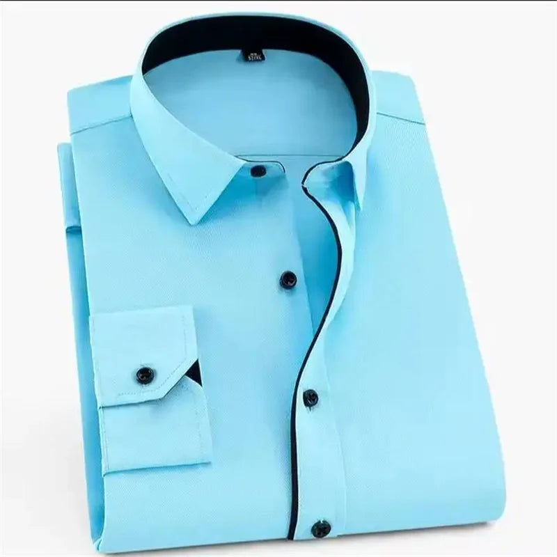 Chemise décontractée unie pour homme à rayures écossaises douce et confortable nouvelle chemise à col boutonné