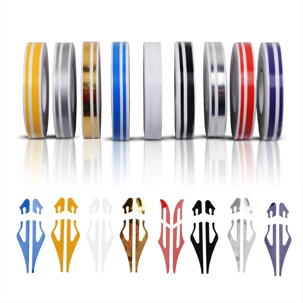 Ruban adhésif décoratif pour carrosserie de voiture, motos, 9,8 m x 12 mm, double ligne, multicolore