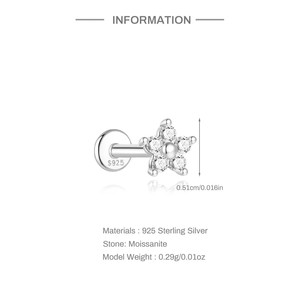 Aide Mini Boucles d'oreilles Moissanite 2/3/4mm pour femme, en Argent Sterling 925, Bijoux Tendance INS, Clous d'oreilles de Mariage, Brincos de Pratas