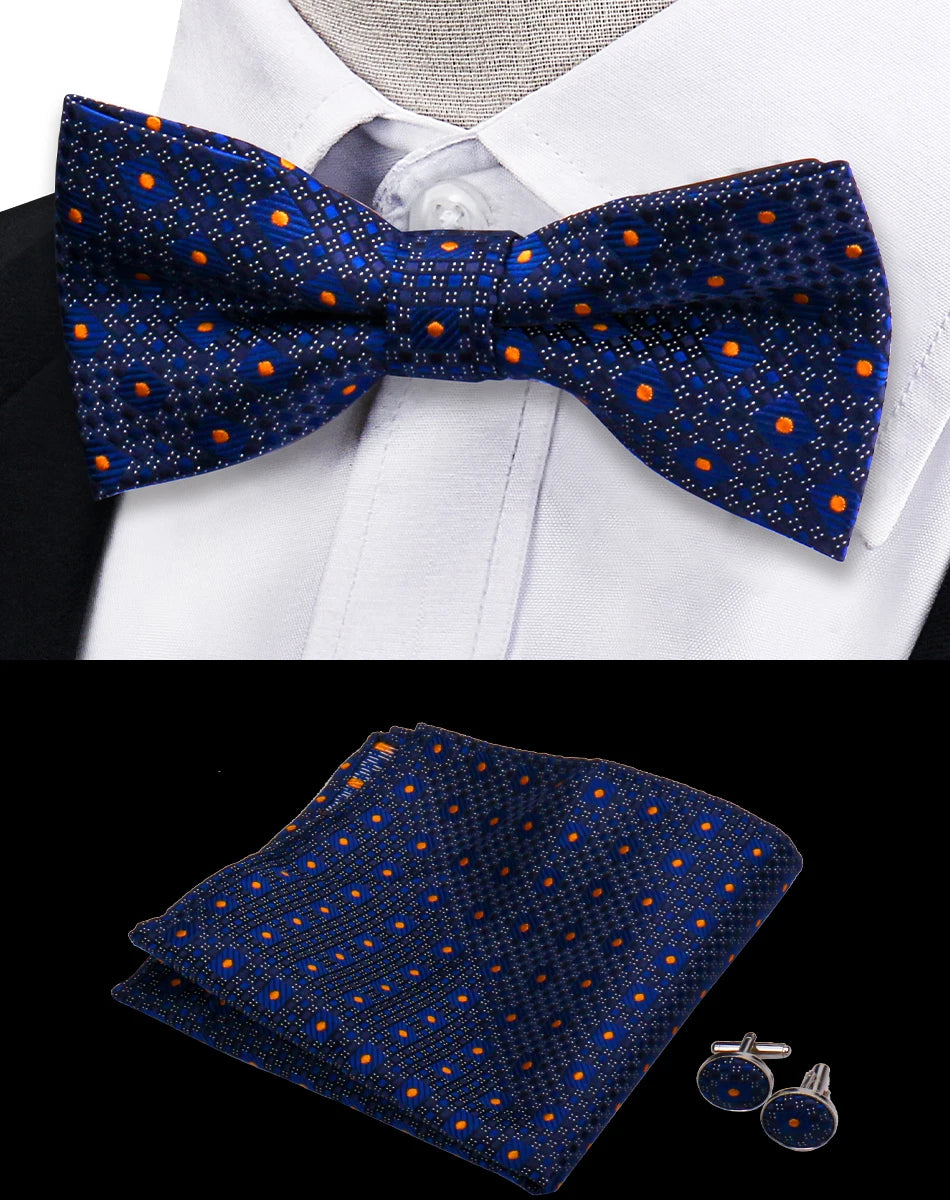 Ensemble de 3 pièces Nœud Papillon Cravate Mouchoir Boutons de Manchette Pour Hommes Chemises Adaptées Affaires Mariage Papillon Paisley Pochette Nœud Papillon Homme