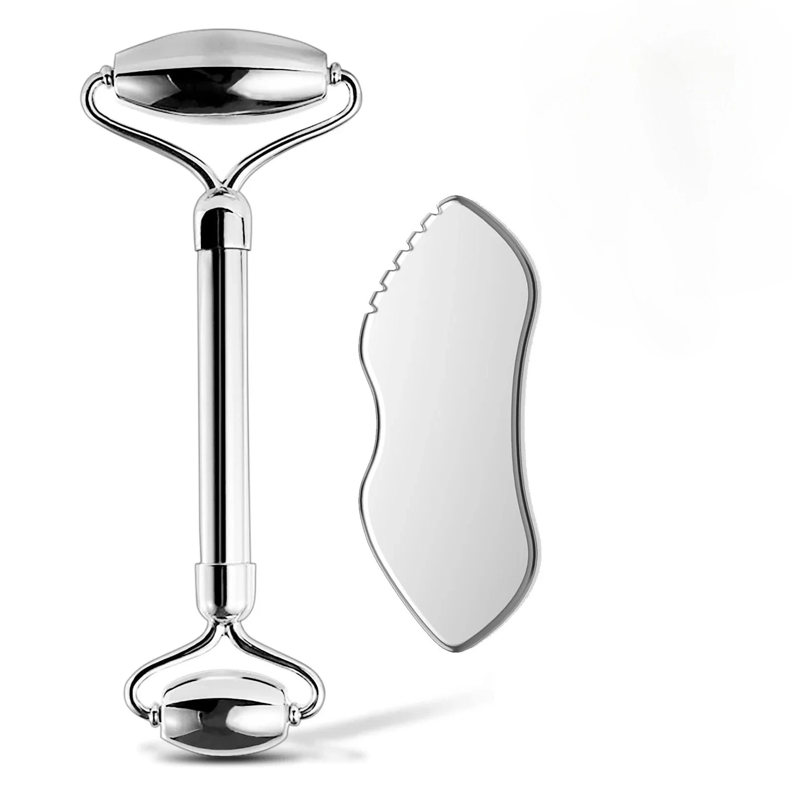 Ensemble d'outils de massage facial et Gua Sha en acier inoxydable, 1/2/3 pièces, outils de beauté en métal pour le corps, le visage, le cou et les yeux