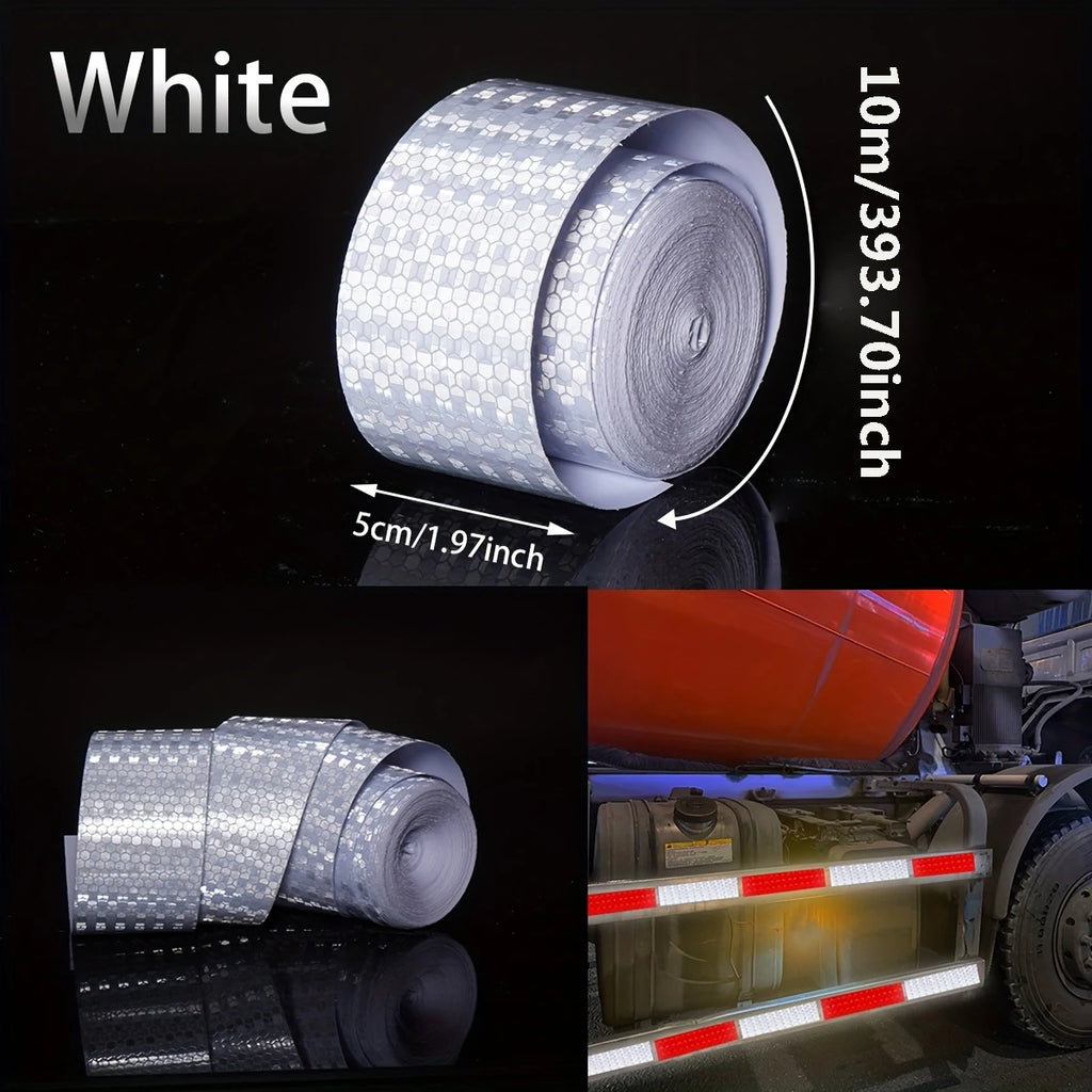 5cm*10M Reflective Adhesive Tapes Strong Reflection White-red Hazard Warning Reflectors Waterproof Safety Sticker For Bike Truck
