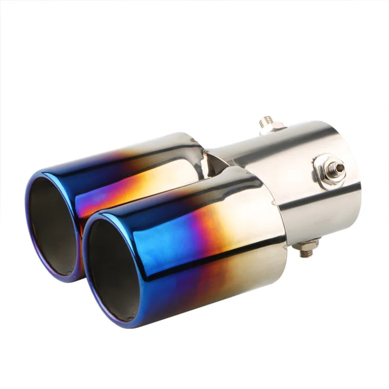 1 Embout de silencieux d'échappement de voiture 2,5" en acier inoxydable, double tuyau, garniture modifiée pour la plupart des voitures