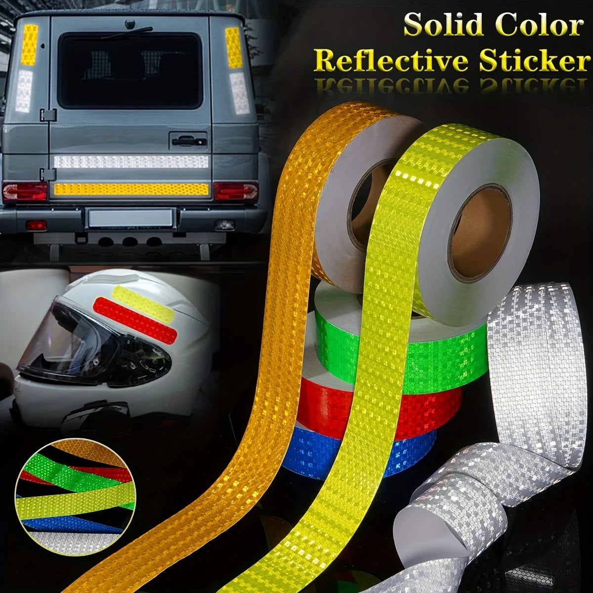 5cm*10M Reflective Adhesive Tapes Strong Reflection White-red Hazard Warning Reflectors Waterproof Safety Sticker For Bike Truck
