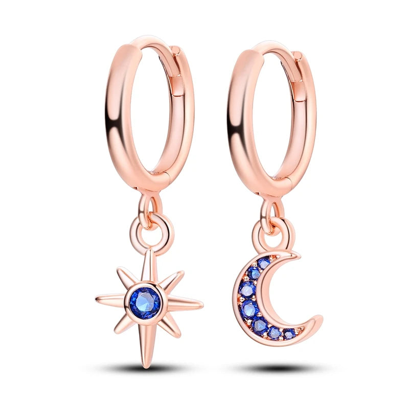 Boucle d'oreille Créole en Argent 925 pour Femme, Or Rose, Jaune, Pendientes Originales, Bijoux Minimalistes