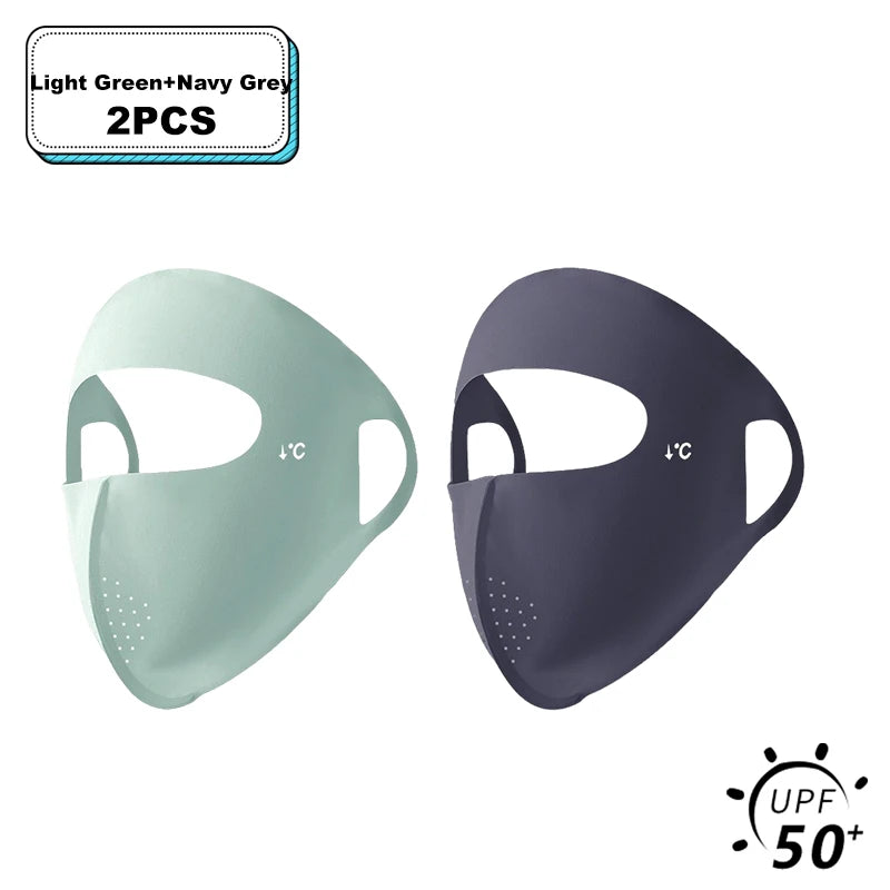 1/2/3/5Pcs Masque intégral d'été Protection solaire Respirant Soie glacée Anti-UV Équitation Extérieur Respirant Soie glacée Ultra-fin