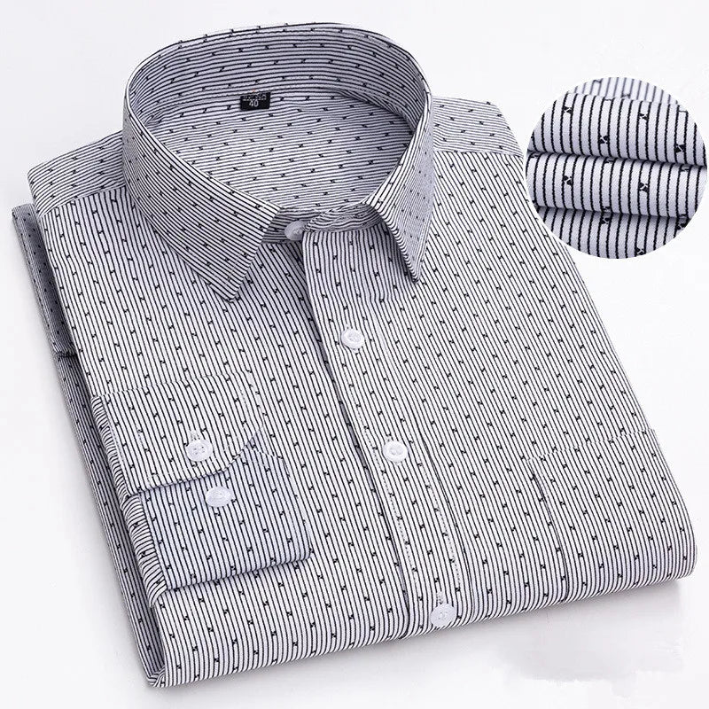 BAMBOOPLE Chemises à manches longues décontractées pour hommes, imprimé tendance, coupe standard, boutonnées, douces, pour homme, bureau, affaires, nouveau choix AE