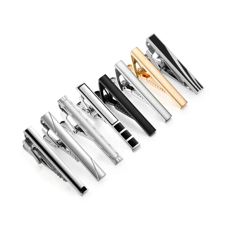 Lot de 8 pinces à cravate courtes avec boîte cadeau, accessoires pour cravates et épingles, boutons de manchette pour chemises d'homme, cadeau pour mari, gadgets
